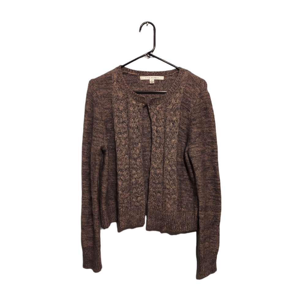 Y2K Old Money Cardigan L Cable Knit Fisherman Cabincore Office Academia Preppy